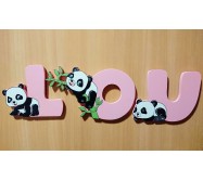 Lettres en bois panda pour prénom enfant personnalisables